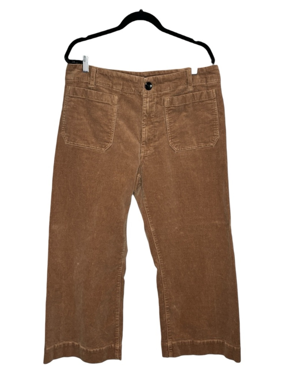 Quince Organic Stretch Corduroy Cropped Wide Leg Pants 16 Warm Brown - Picture 3 of 12